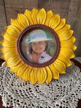 Russ Bright Yellow Sunflower Frame with Brown Accents